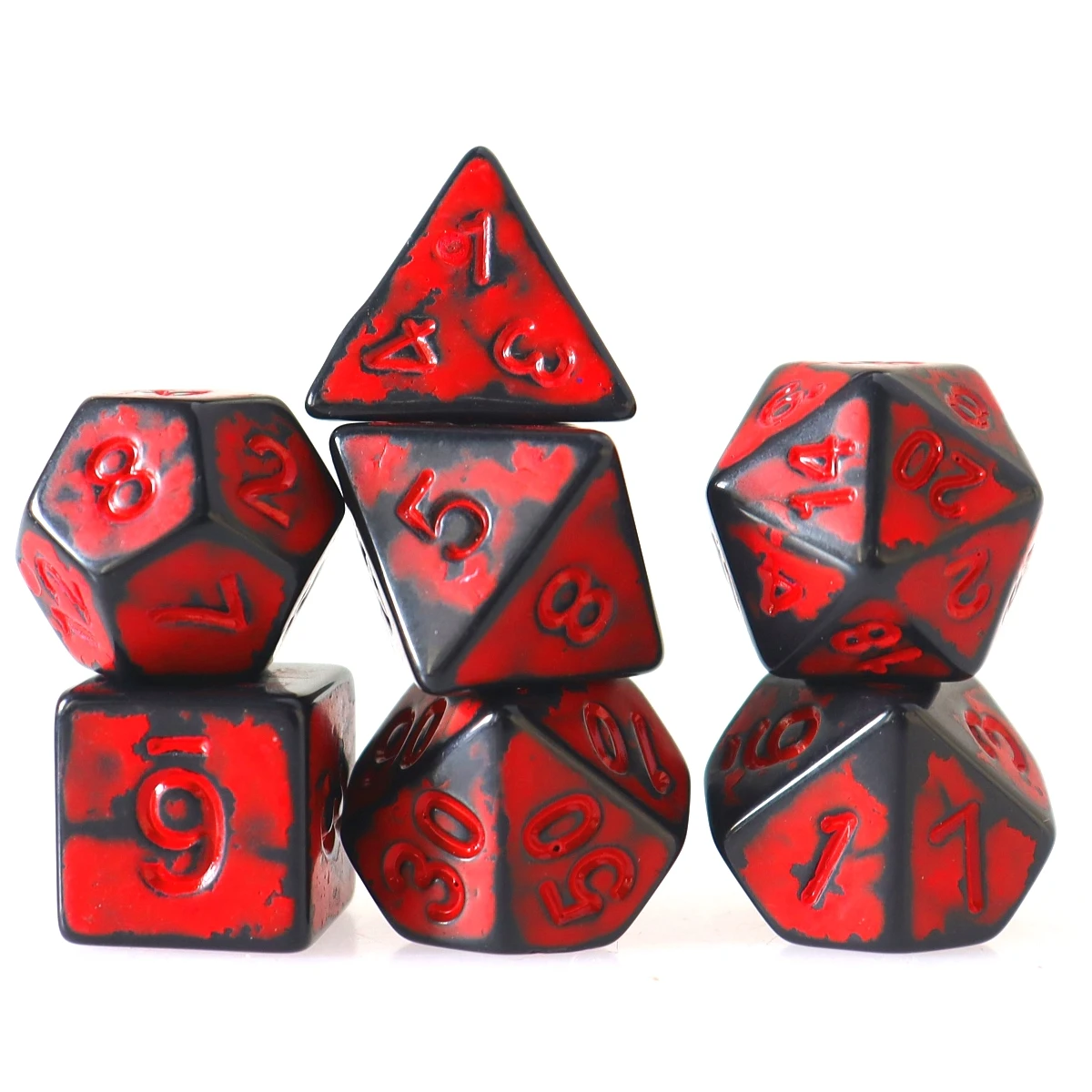 

Black Red Polyhedral Acrylic Game Dice Set Role-playing Board Game Release your Inner Warrior