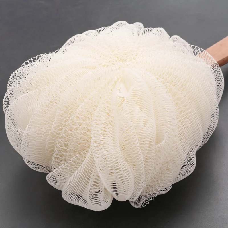 Губчатый скребок для спины Loofah для мужчин и женщин, отшелушивающая щетка для душа и ванны с длинной ручкой, ручной пуф Luffa на палочке