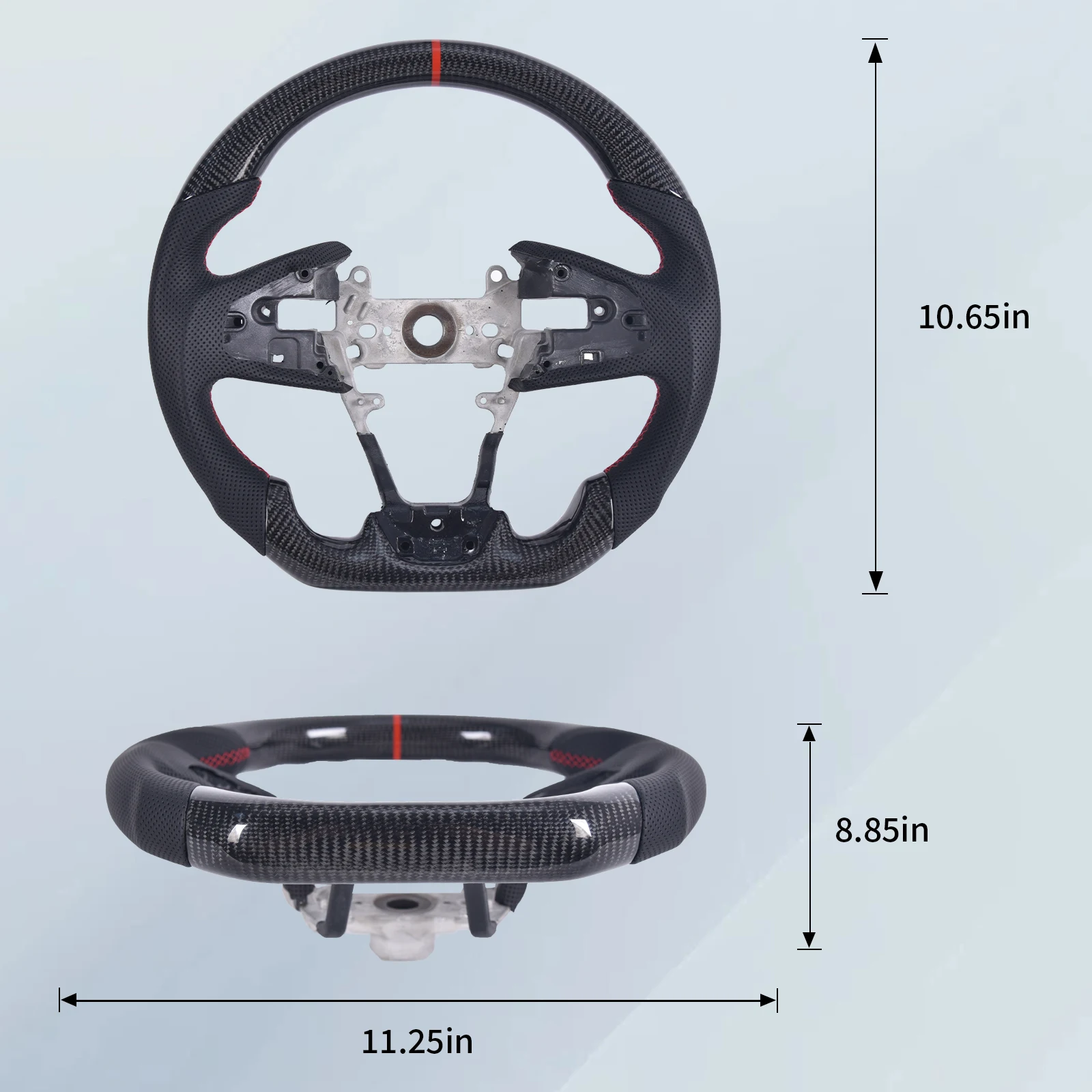 

Steering wheel Perforated Leather Steering Wheel Carbon Fiber, Compatible With 2016-2021 Honda Civic Gen 10th Type R