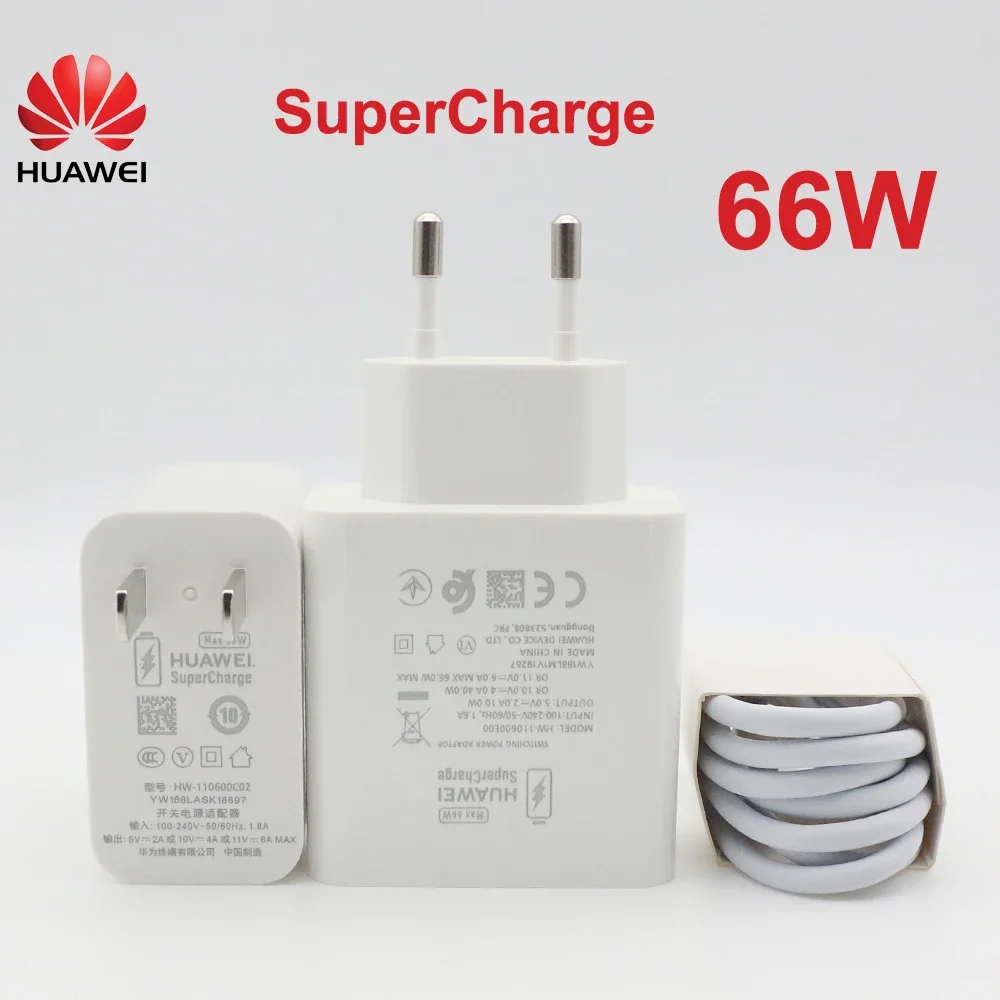 Зарядное устройство Huawei Mate 40 Pro 66 Вт, оригинальное зарядное устройство с суперзарядным USB кабелем 6A типа C для Huawei Mate 40 Pro Mate30 40 P40 Pro Nova8 Se P30