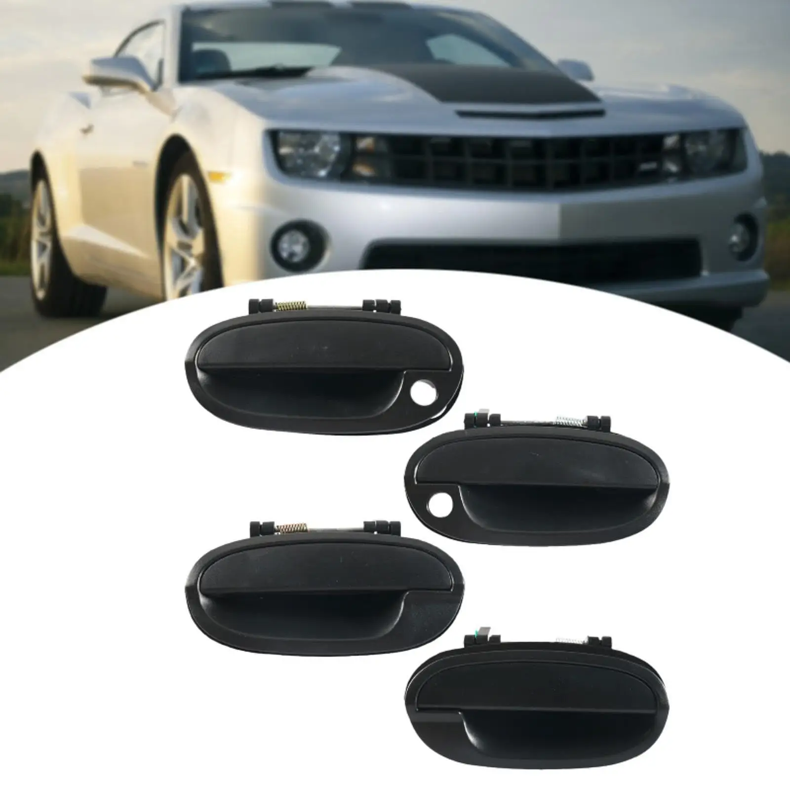 

4x Car Exterior Door Handles Black 96601474 96601475 Replacement for Matiz Auto