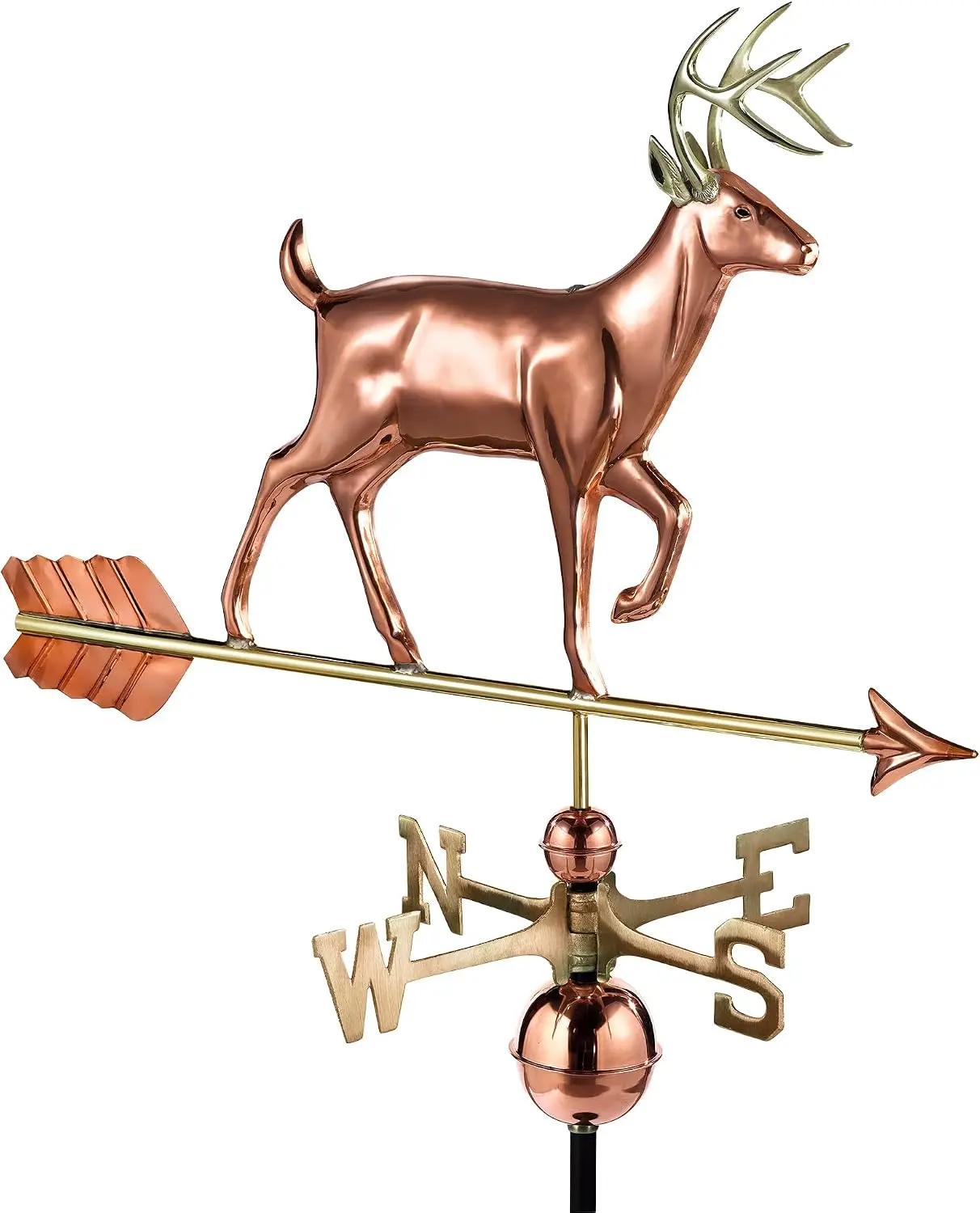 Copper Deer Buck Weathervane Rooftop Wildlife Sculpture