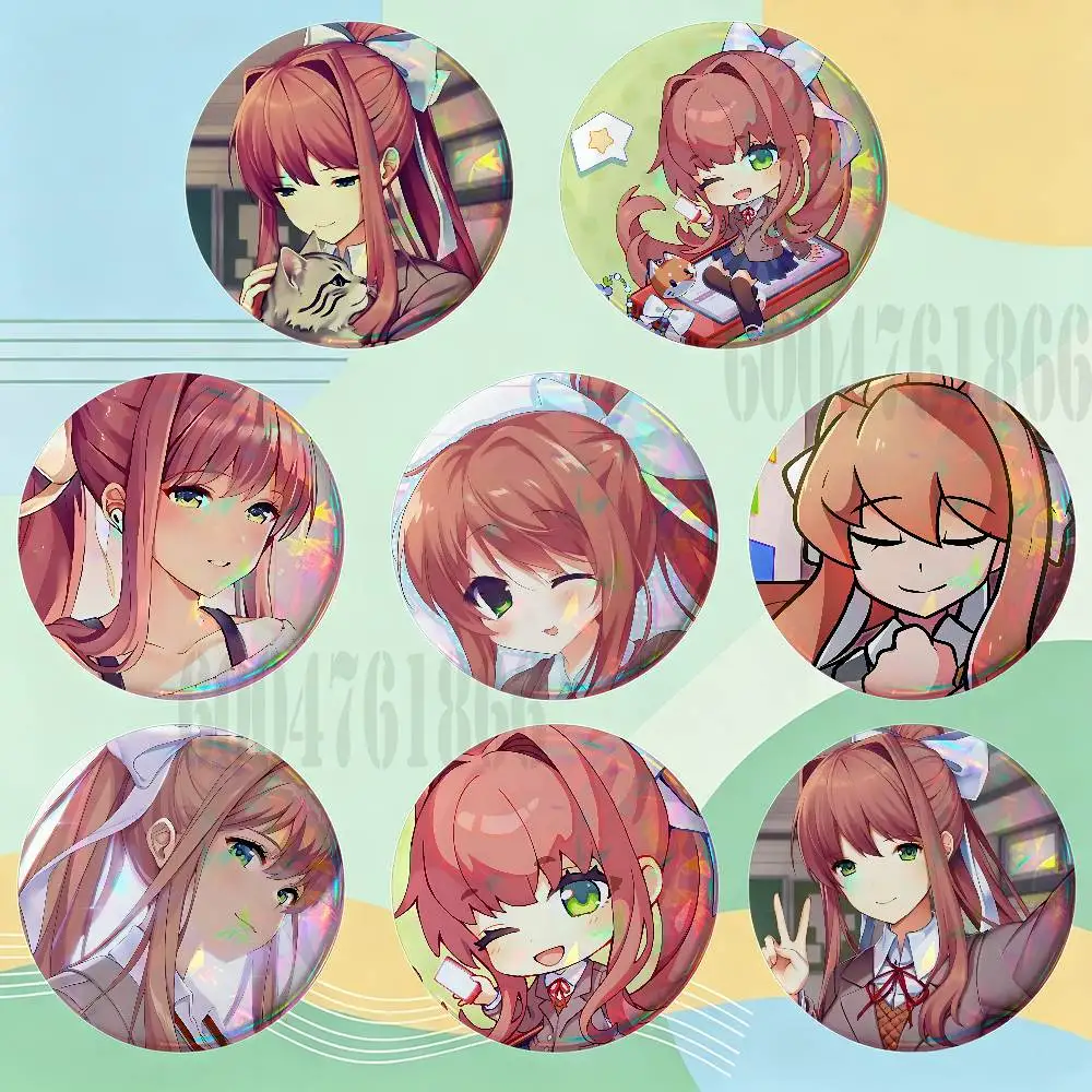 M-Monika DDLC Custom Badges 75mm 44mm 25mm 32mm 58mm Hat Backpack Accessories Toys Collect Gifts Large