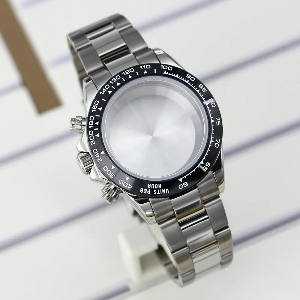 39-mm-Gehäuse und Armband aus Edelstahl, Saphirglas, wasserdicht, für Seiko VK63A-Uhrwerk, VK63-Uhr, Ersatzteile. – Detail 3