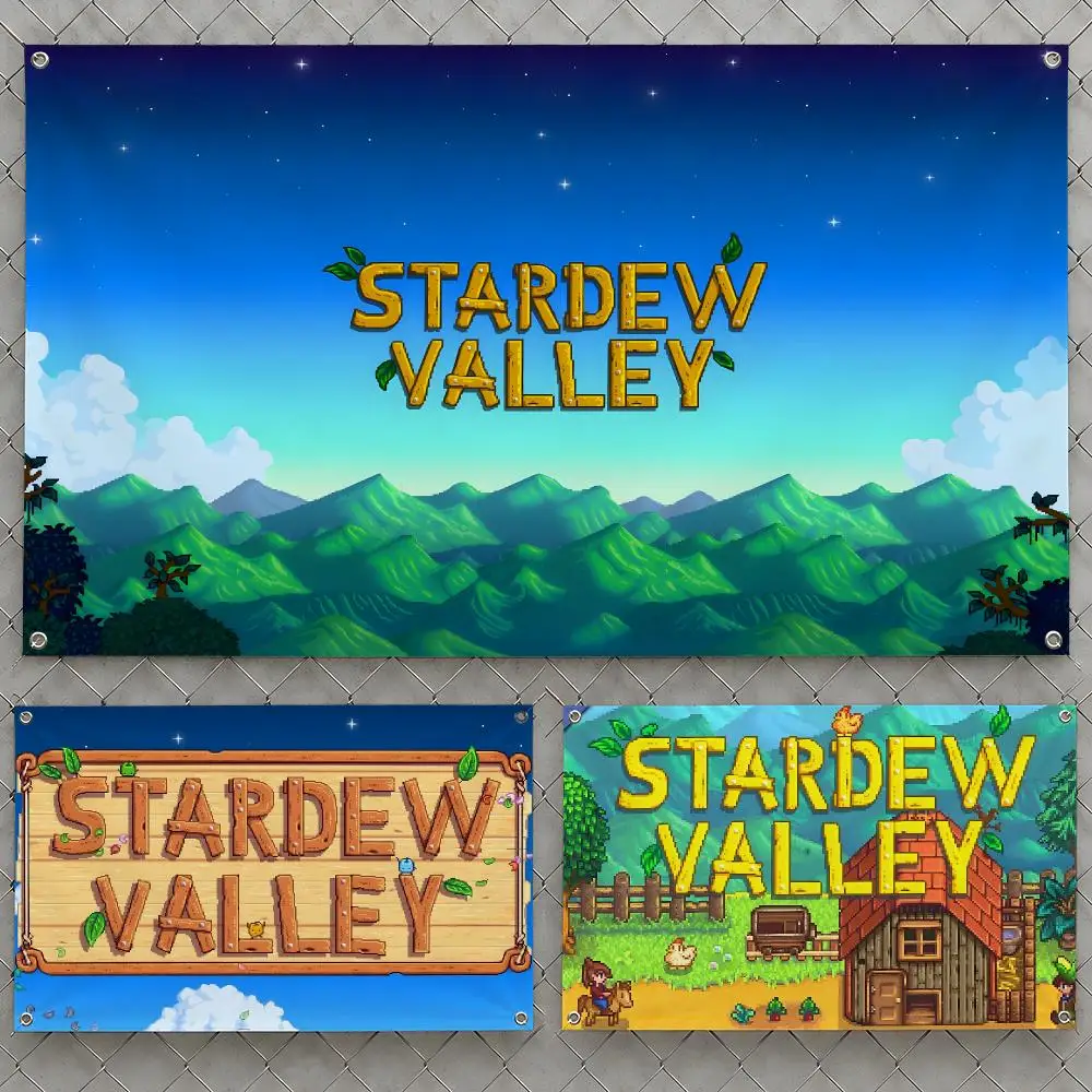 Game Stardew Valley Junimo Pelican Town Flags Wall Hanging Flag Banners For Birthday Parties Outdoor Bedroom Dorm Room Decor
