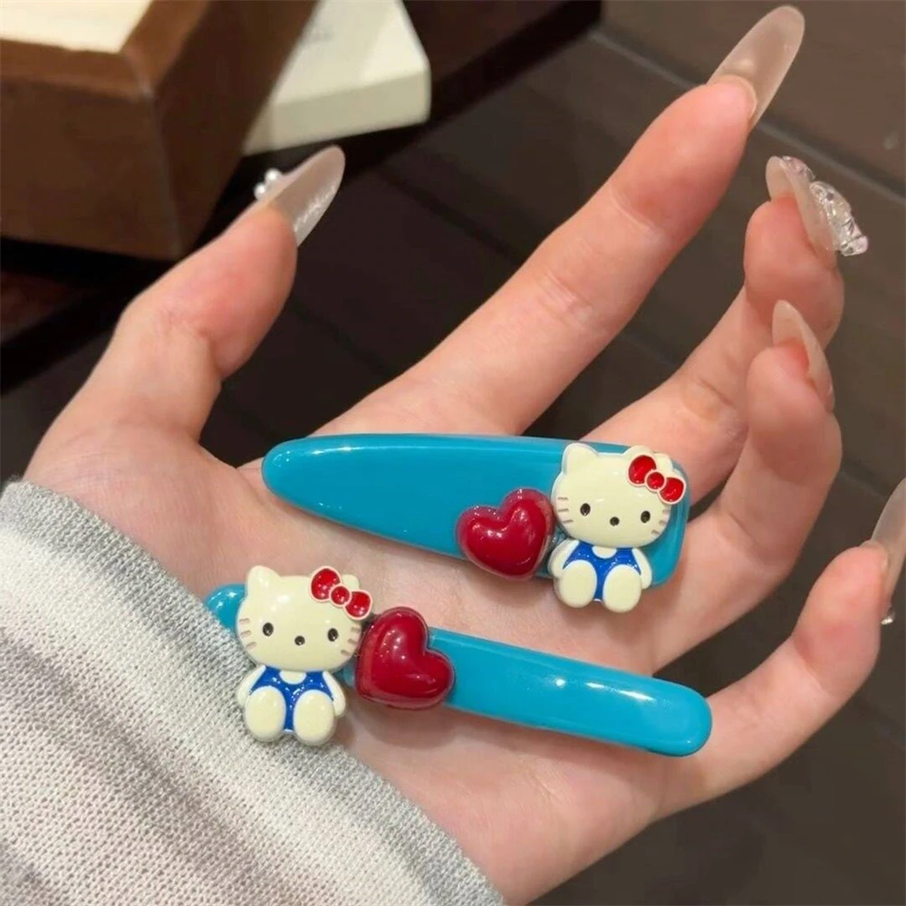 

New Sanrio Blue Water Drops Love Hello Kitty Duckbill Clip Hairclip Cartoon Cute Kitty Cat Side Hairpin Hair Accessories Gifts