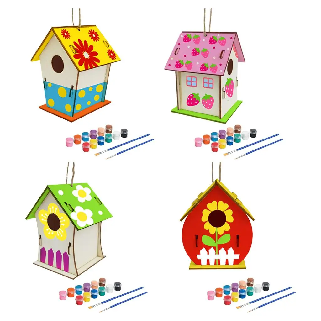 Kit de construction de crémaillère à oiseaux, peinture Graffiti, ensemble suspendu pour crèche d'oiseau comprenant 12 couleurs et 2 pinceaux