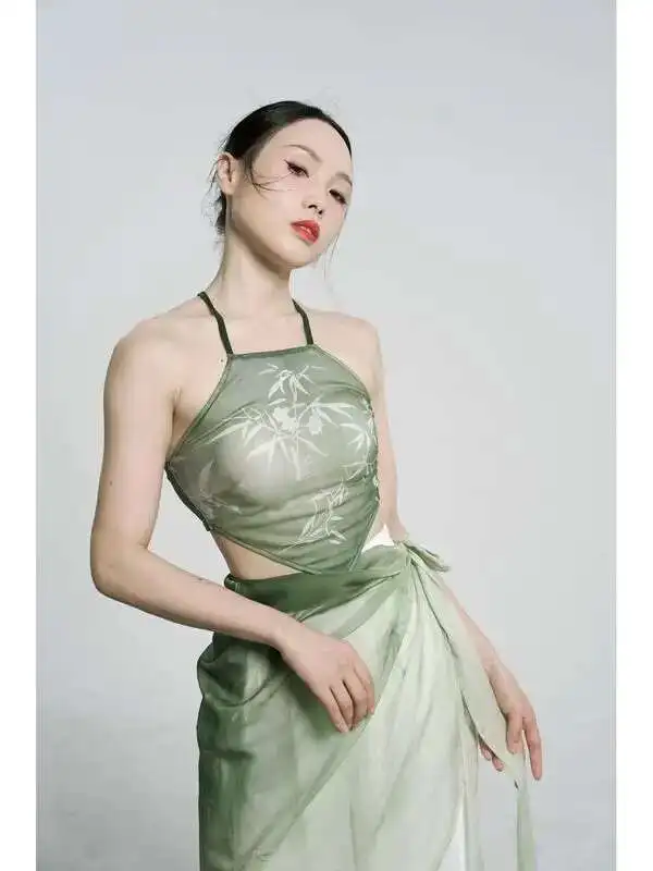

[1773 People Collected]Short Style, New Chinese Style Suspender, Classical Dance, Chinese Style, High Elasticity Mesh, Elegant