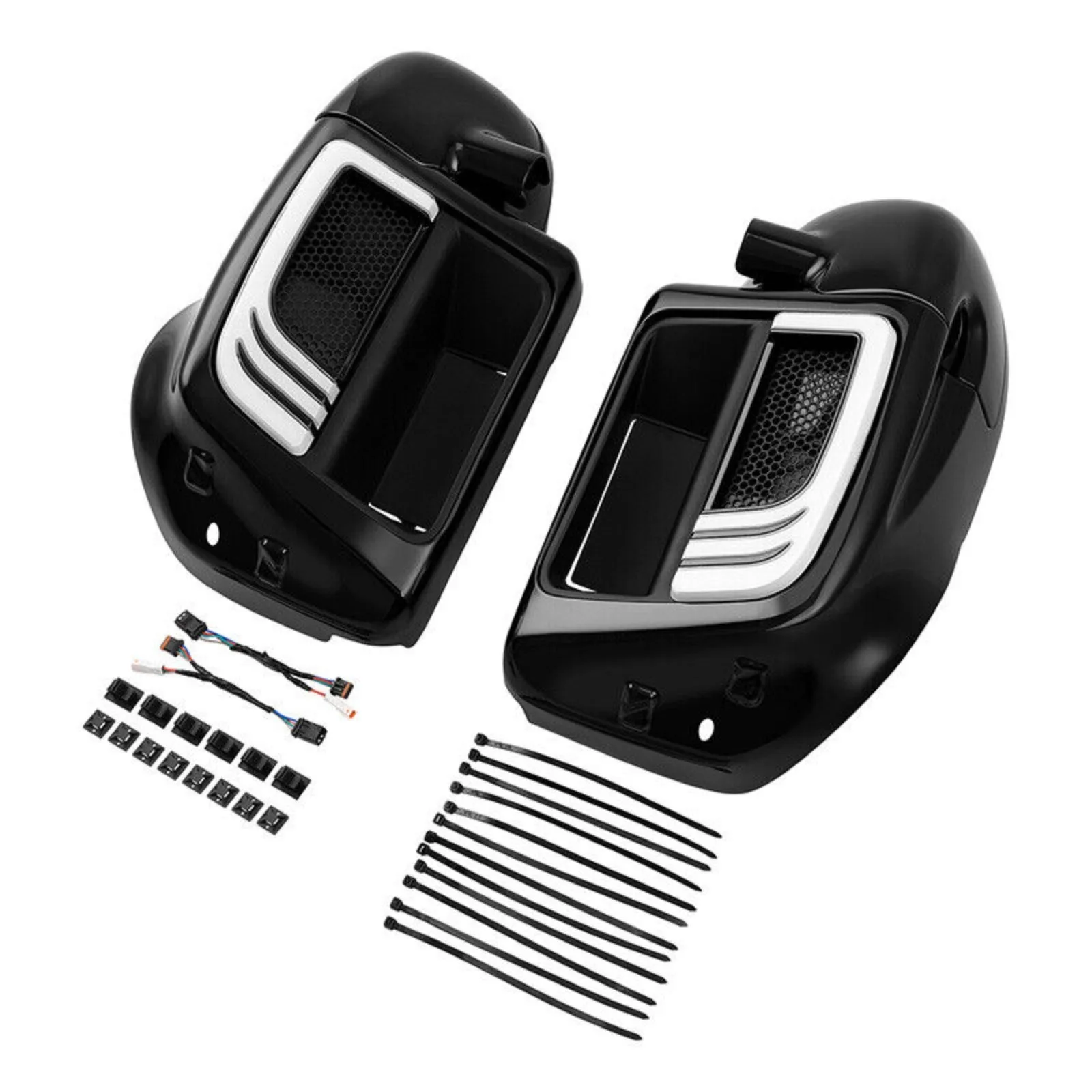 

Matt Lower Vented Leg Fairing &LED Turn Light Fit For Harley Electra Glide 2014-2024
