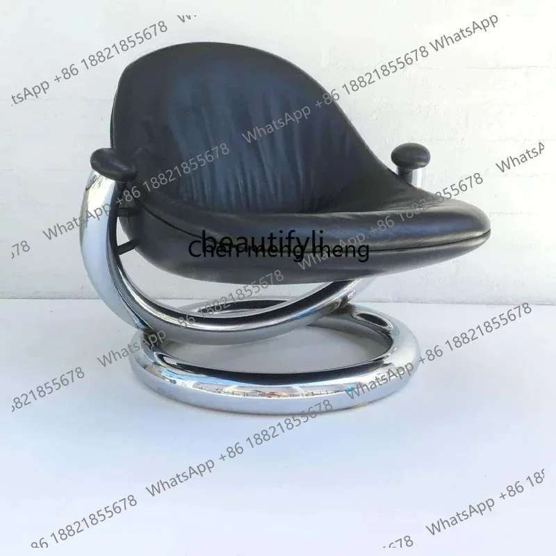 ss 26 Nordic Light Luxury Modern Minimalist Designer Metal Shaped Model Room Reception Black Fabric Leisure Ring Chair