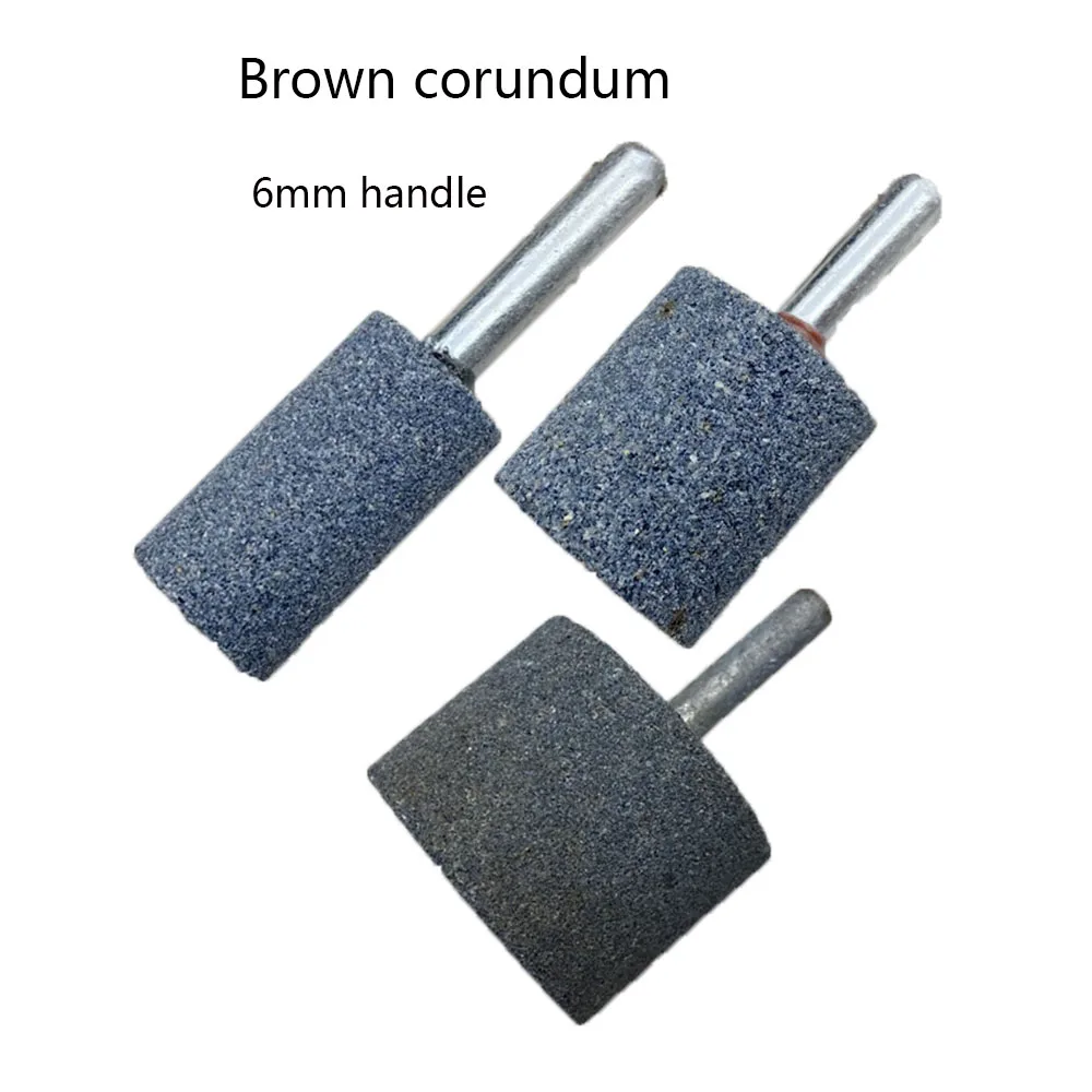 

5 Pcs 6mm handle cylindrical 20-30mm grinding head diameter ceramic grinding wheel grinding head brown corundum flint powder met