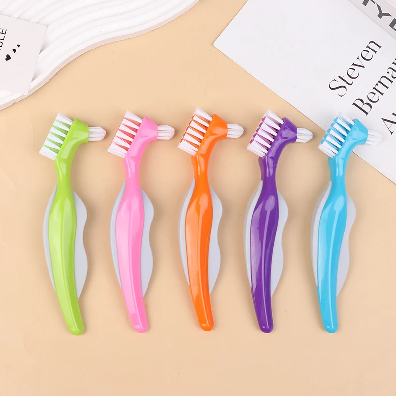 Denture Cleaning Brush Dual Heads Gum Cleaner For Men Women Multi-Layered Bristles False Teeth Brush Oral Cleaning Tools