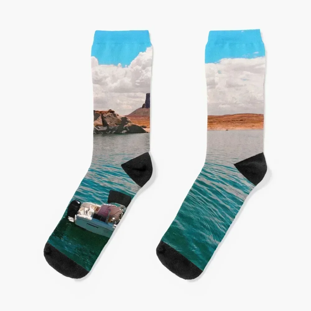 

Lake Powell summer - poster Socks cotton New year's warm winter summer Boy Socks Women's