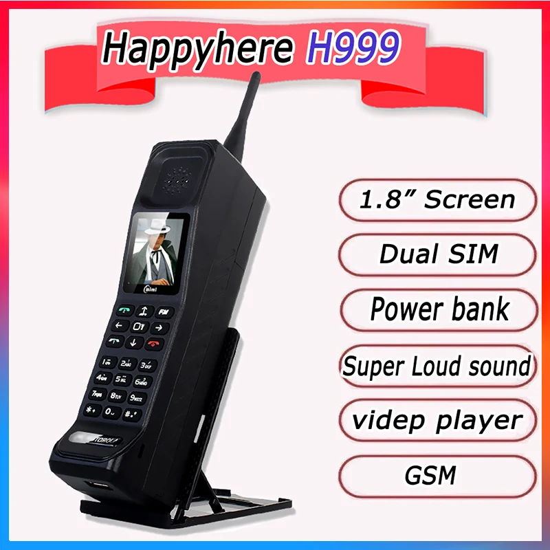 

2023 NEW Super Big GSM Mobile Phone Luxury Retro Telephone Loud Sound Power Bank Standby Dual SIM Push-button featured phone