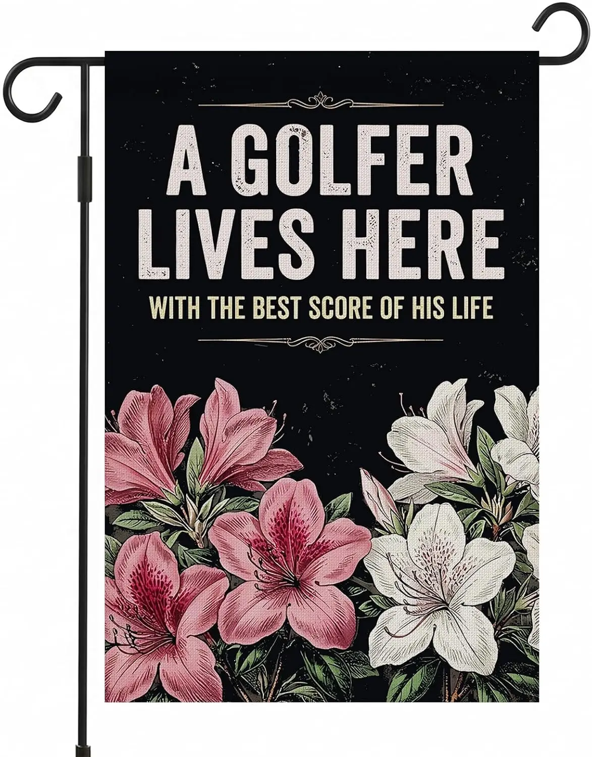 Funny Garden Flag - A Golfer Lives Here Garden Flags for Outside 12x18 Inch Double Sided, Heavy Duty Double Layer Burlap Yar yyi