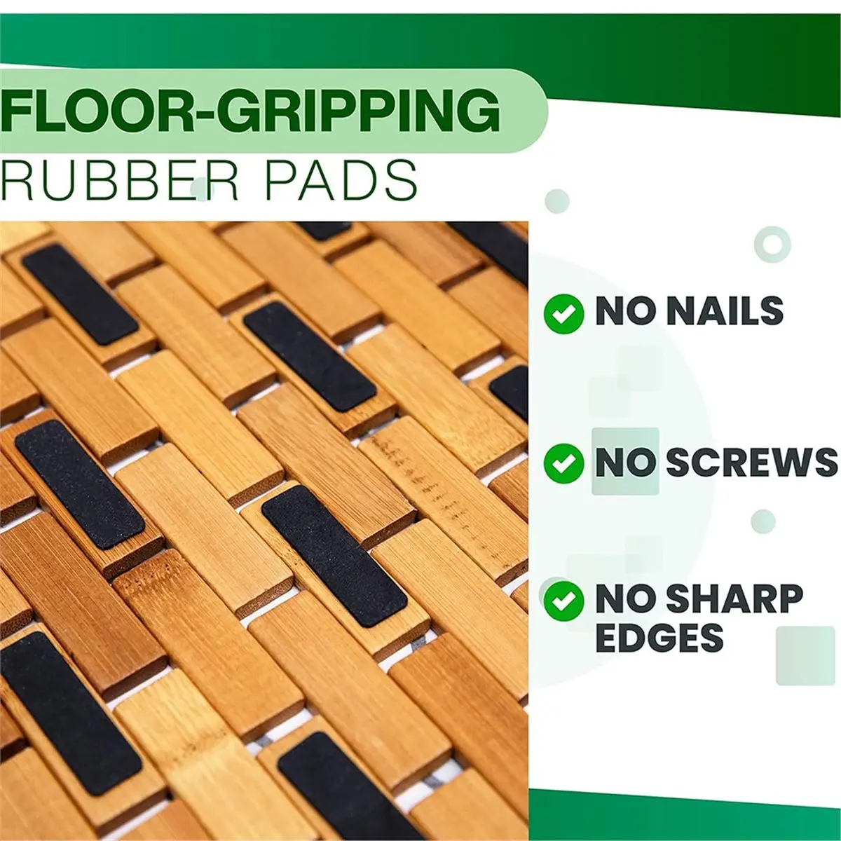 ABZT Bamboo Bath Mat - Foldable Wooden Bathmat - Accessories for Bathroom Sauna Spa Tub Step and Floor - 24 X 16 X 0.4 in