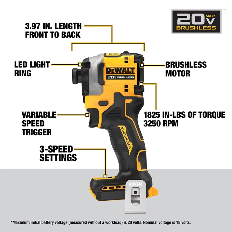 Imagem -02 - Dewalt 20v sem Fio Furadeira de Impacto Dcf850n sem Escova Chave de Fenda Elétrica Portátil Grande Torque Furos de Perfuração para Parafusos Elétricos