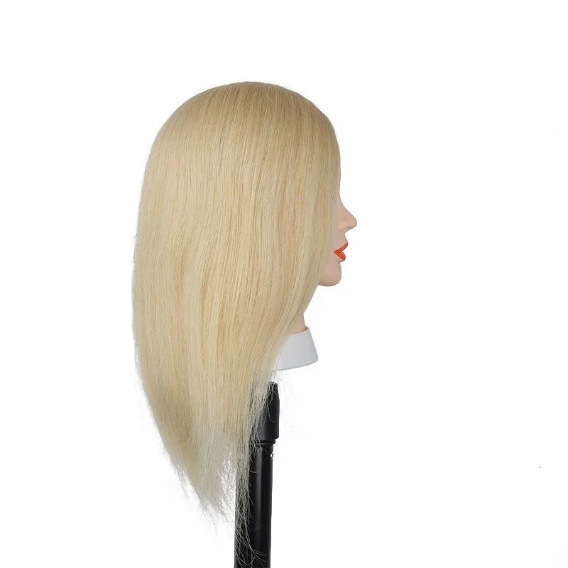 9-degree color hair styling head model, full natural hair, hair cutting specialized head model, can be ironed, dyed, and cut.