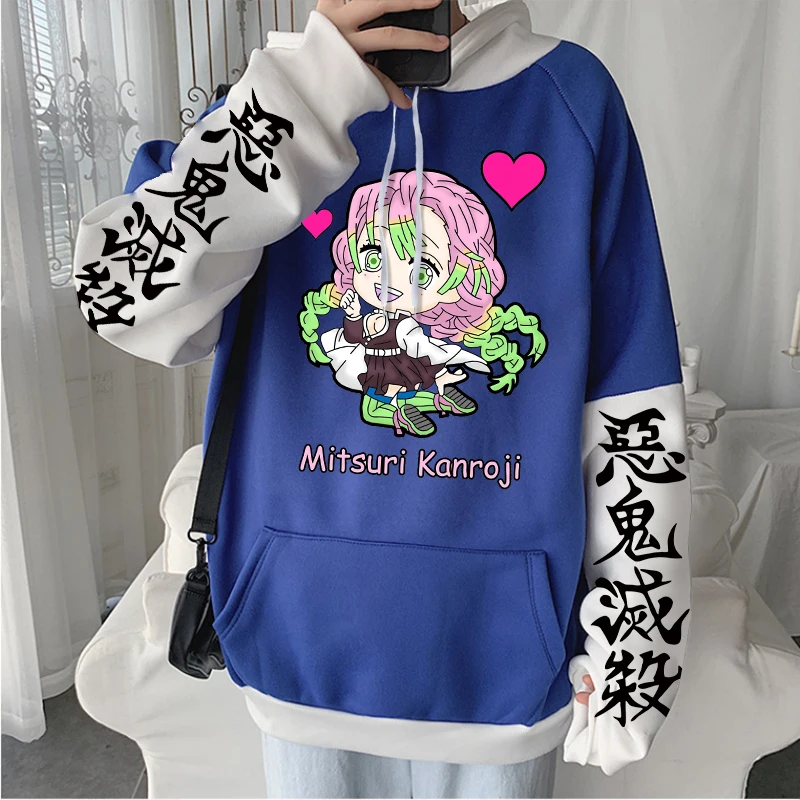 Anime Demon Slayer Bluzy Kimetsu no Yaiba Kawaii Mitsuri Kanroji Cartoon Sweatshirt Harajuku Unisex Winter Plus Size Hoodies