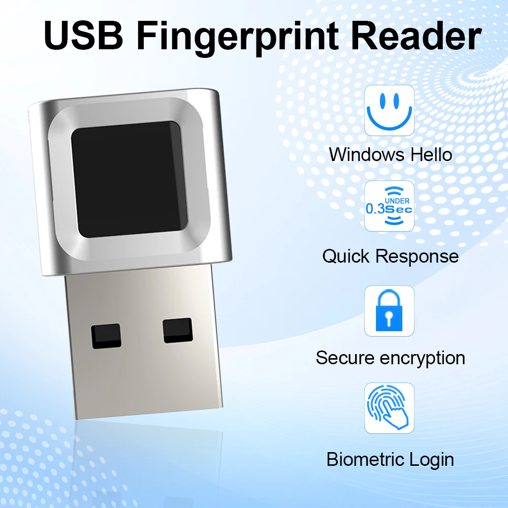 Windows Hello USB Fingerprint Reader Password-Free Login for Desktop & Laptop Windows 10/11 Compatible