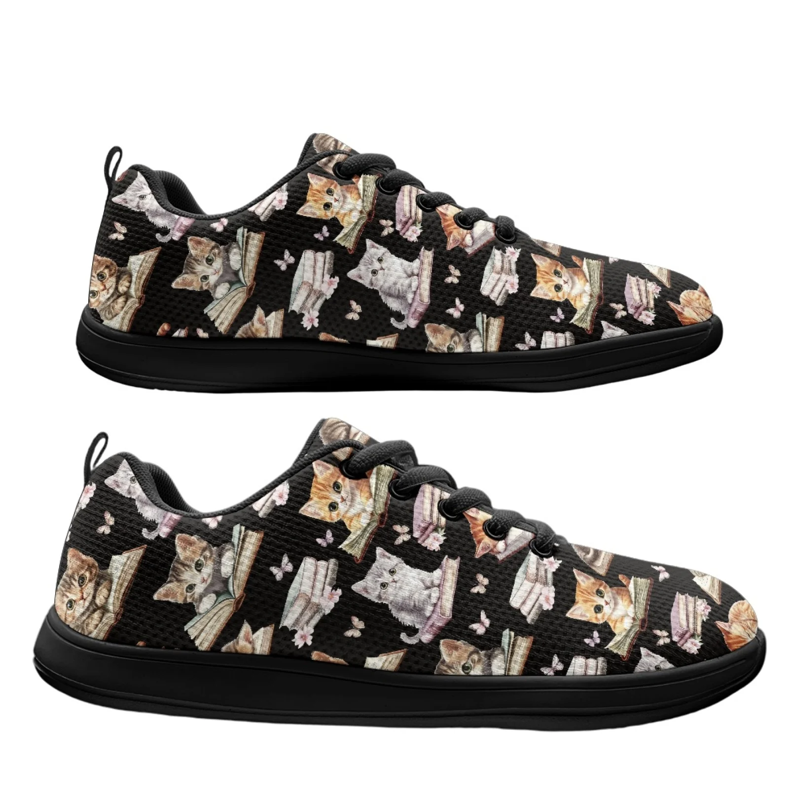 PENSTROLL Cute Cat Print Barefoot Footwear Mesh & EVA Mens Walking Shoes Non Slip Barefoot Sneakers for Business