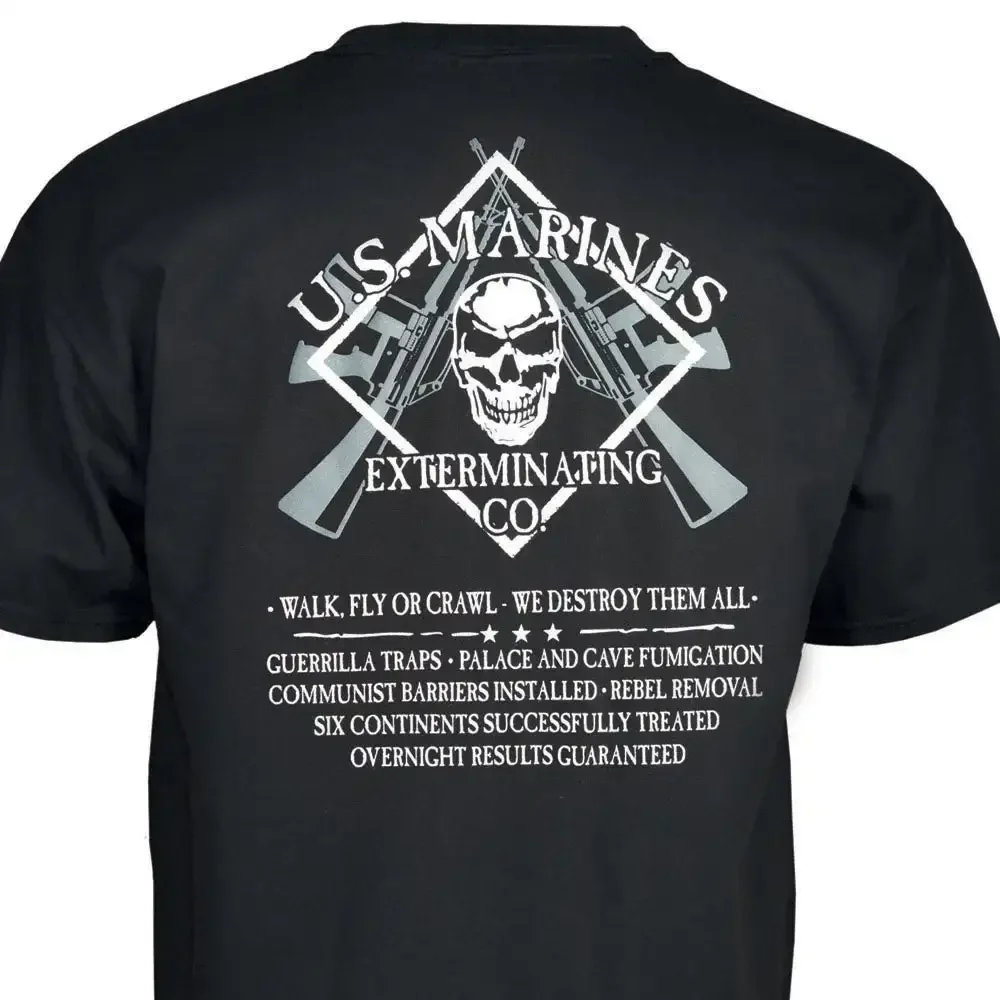 US Marine Exterminating Co Inscriptions T-Shirt 100% Cotton O-Neck Short Sleeve Casual Mens T-shirt Size S-3XL