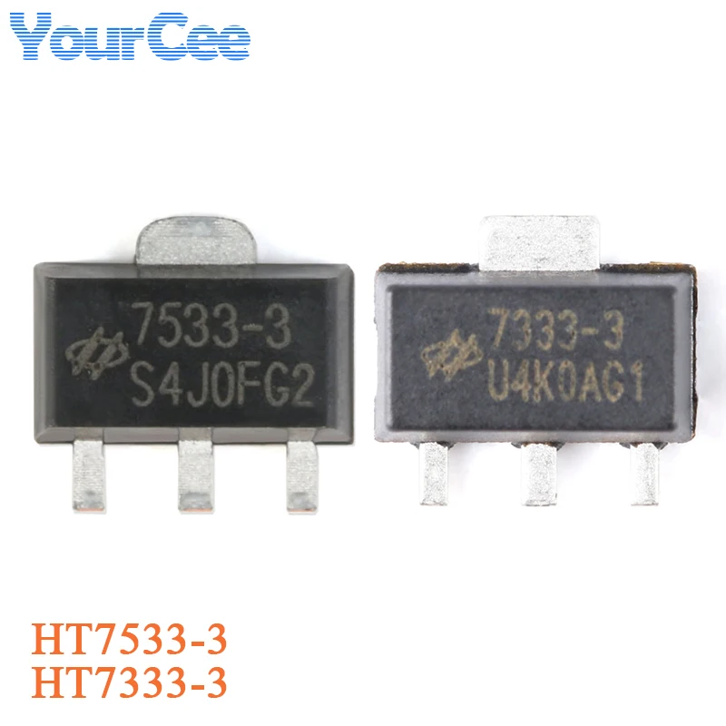 10Pcs HT7533-3 SOT-89 HT7333-3 7533-3 S4J0FG2 3.3V/100mA Low Dropout Linear Voltage Regulator LDO Chip