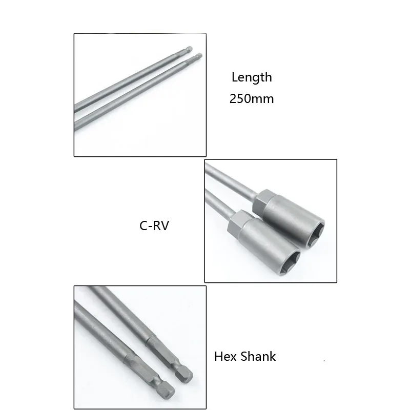 250mm Length Extra Deep Hex Socket 1/4\