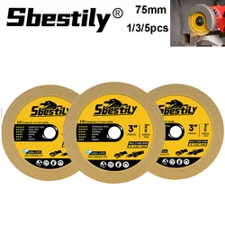 1/3/5pcs 75mm Diamond Cutting Disc Mini Diamond Saw Blade Glass Ceramic Cutting Grinding Tool for Cutting Metal Wood  Steel