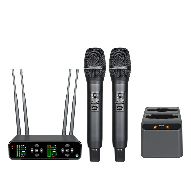 

Professional wireless microphone, true diversity one to two handheld charging microphone