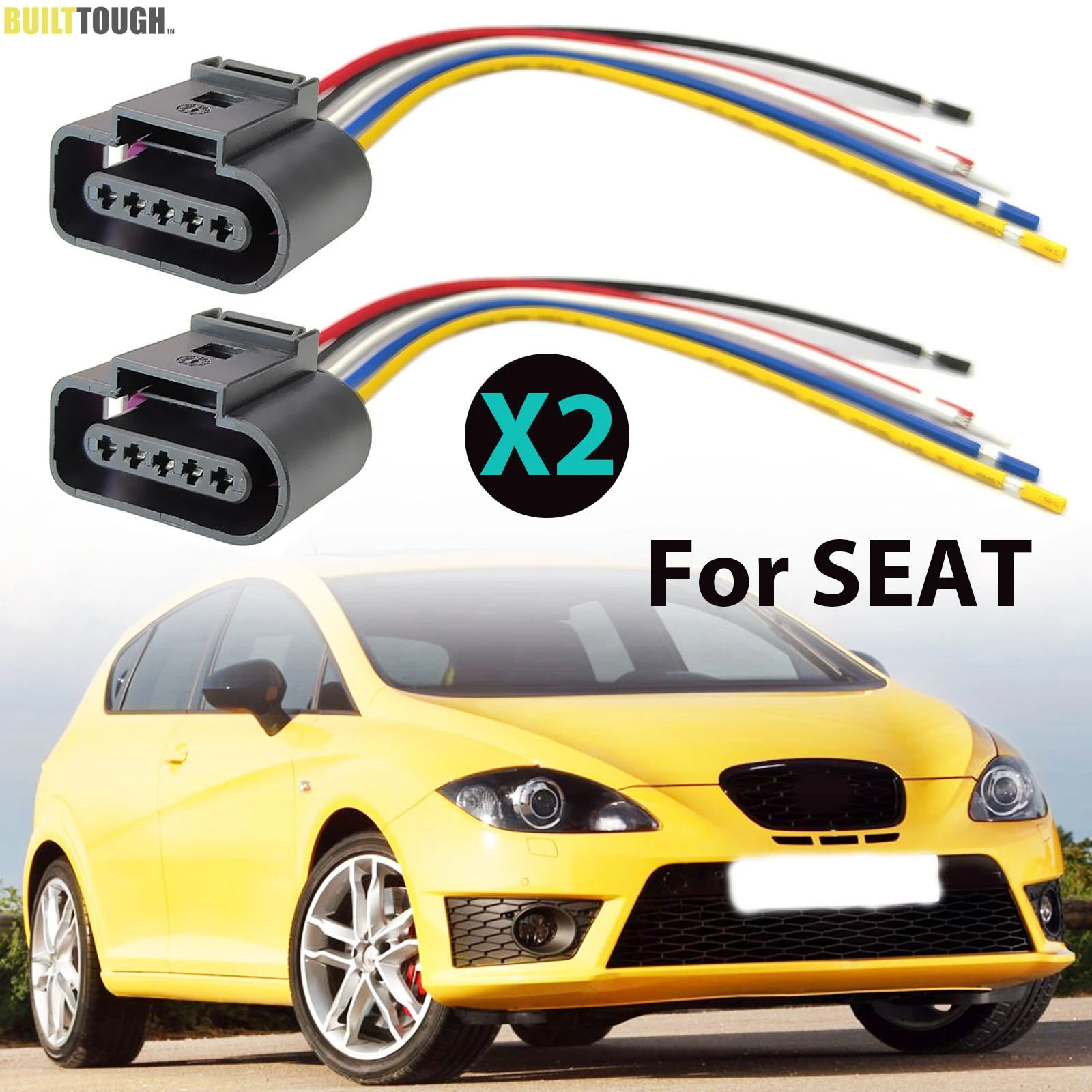 2x For SEAT ALTEA EXEO LEON TOLEDO SKODA OCTAVIA MAF Mass Air flow Meter Sensor Connector 5PIN Plug Wiring Repair Kit 1J0973705