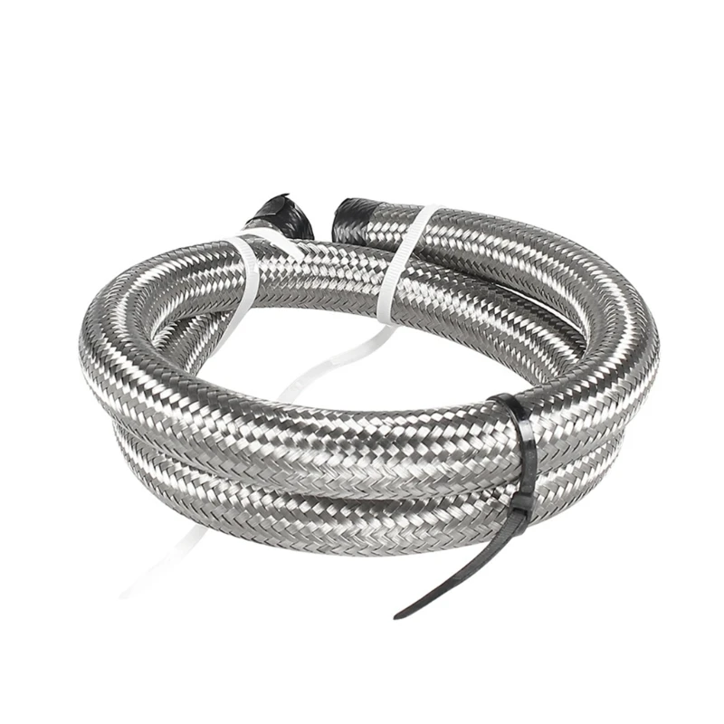 AN4 AN6 AN8 AN10 AN12 Line Hose,Nylon Braided Line Hose with Stainless Steel Mesh Reinforce Black