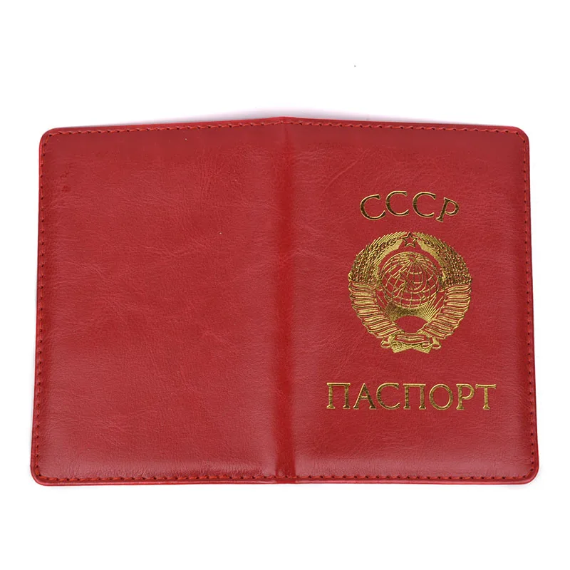 CCCP Russia Travel Passport Cover Synthesis Leather USSR Passports Case Men Women Document Protective Certification Card Holder