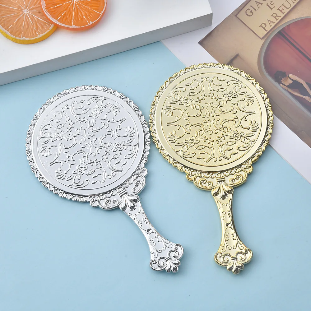 مرآة بمقبض نمط، مرآة تزيين محمولة خفيفة الوزن، مرآة محمولة عتيقة للاستخدام المحمول لسطح المكتب #3