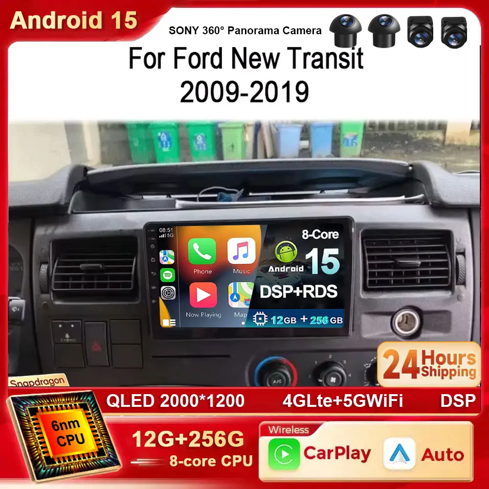 Android 15 para ford novo transit 2009-2019 foco 2005-2010 unidade principal estéreo de rádio de carro autoradio gps reprodutor multimídia de carro bt 4g