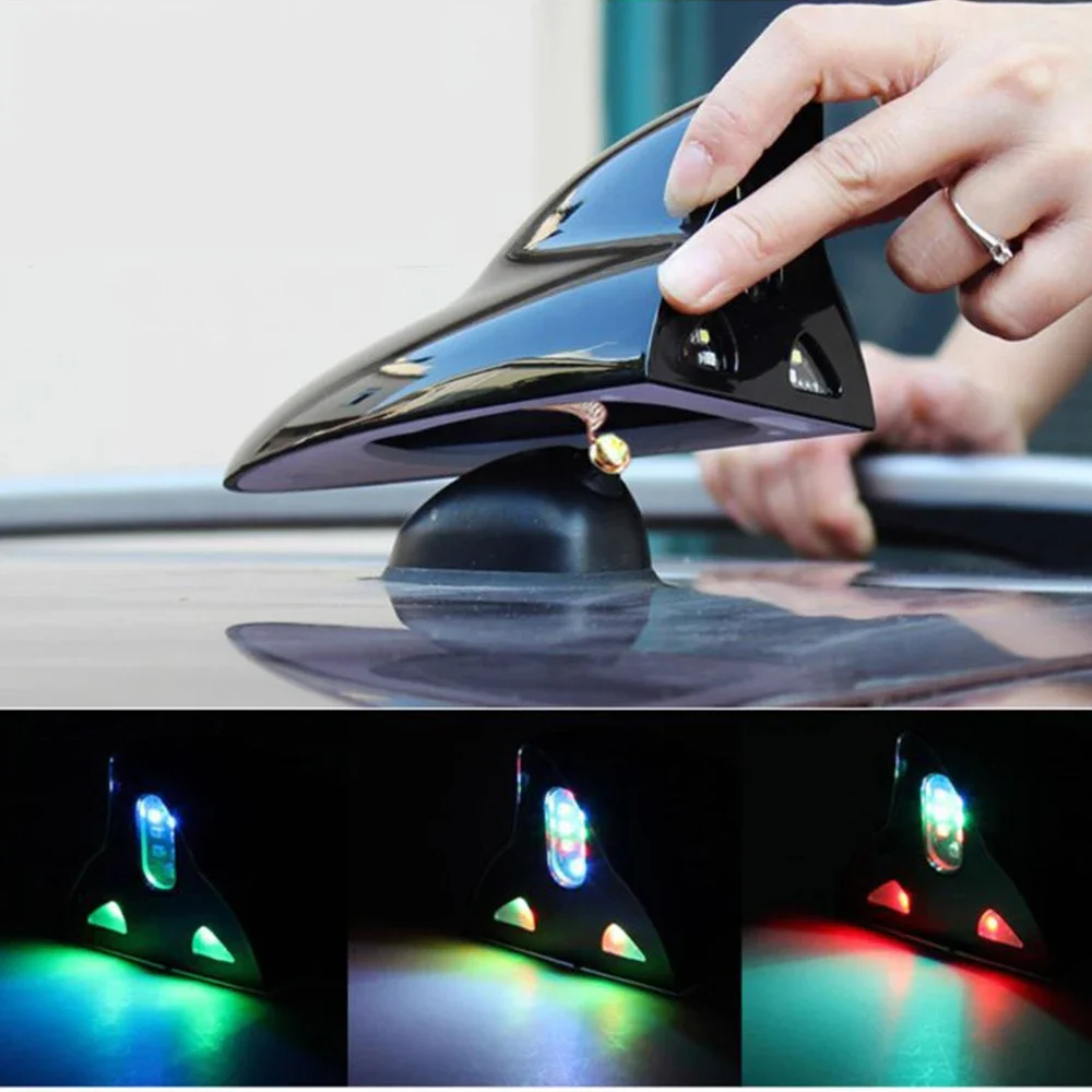 

Solar Car Warning Lights Universal Shark Fin Antenna Light LED Anti Collision Light Automobile Modeling Decorating Accessorie 5v