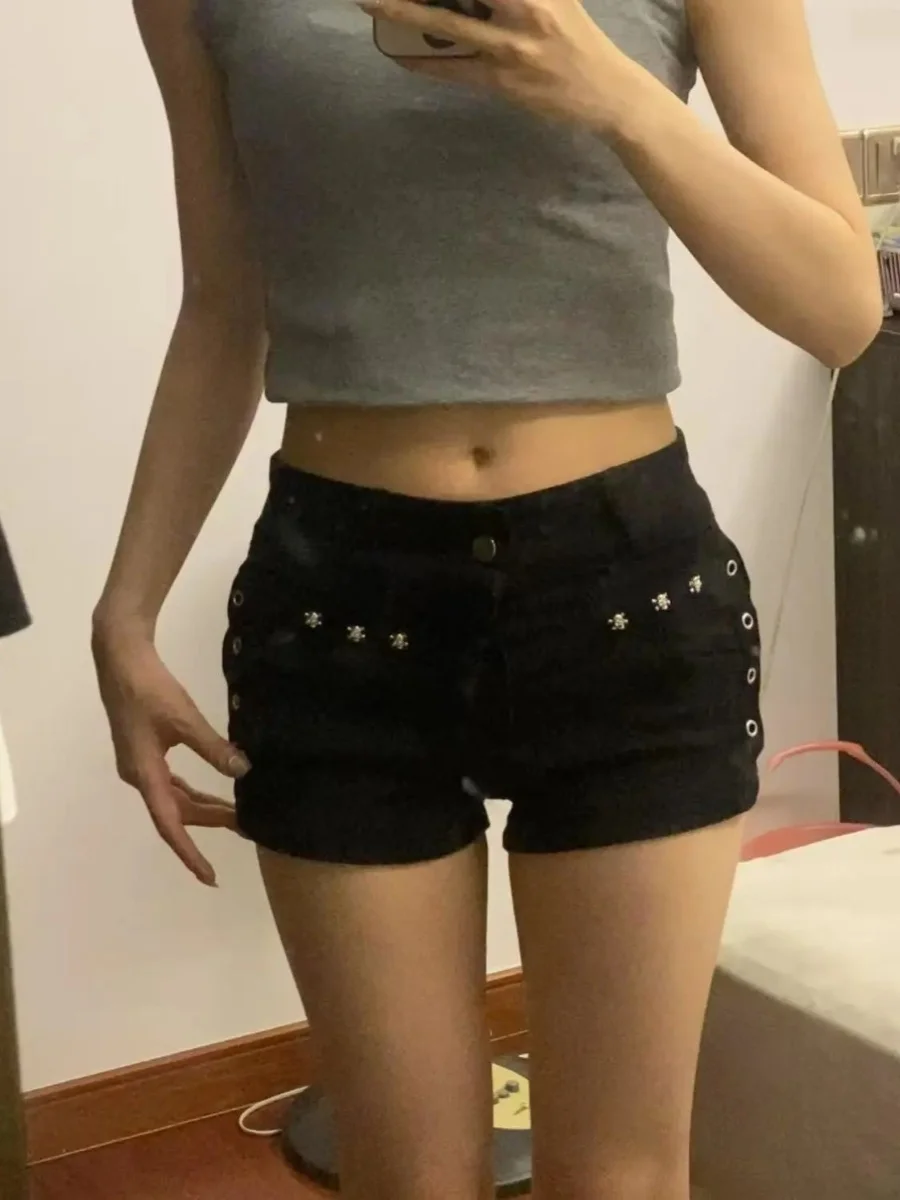 

American Sle Hot Girl Low Waist Denim Super ort Pants Women's New Elastic Slimming Wide Leg Trendy orts Casual Cotton S...