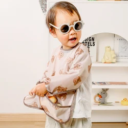 Elinfant 1PC Waterproof Eating Smock ,Infant Toddler Baby Cartoon Long Sleeve Apron, Animal Smock Soft Baby Bib Burp Clothes