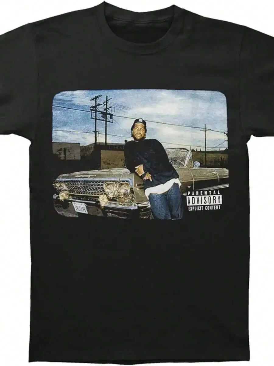Ice Cube Mens Impala T-Shirt Black 100% Cotton Trendy Y2K Short-Sleeve Tee-Soft, Quick-Drying, Moisture-Wicking; Ideal Sports