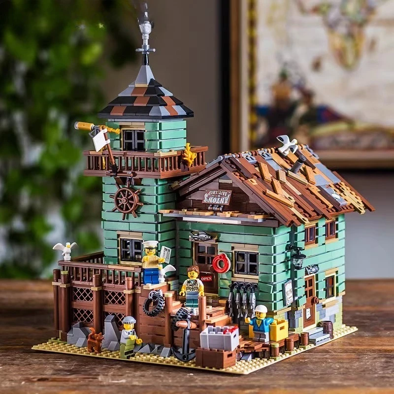 Serie High-street del Blocco Fattoria del Pescatore: Giocattolo Educativo a Blocchi, Modello Architettonico e Ornamento Regalo