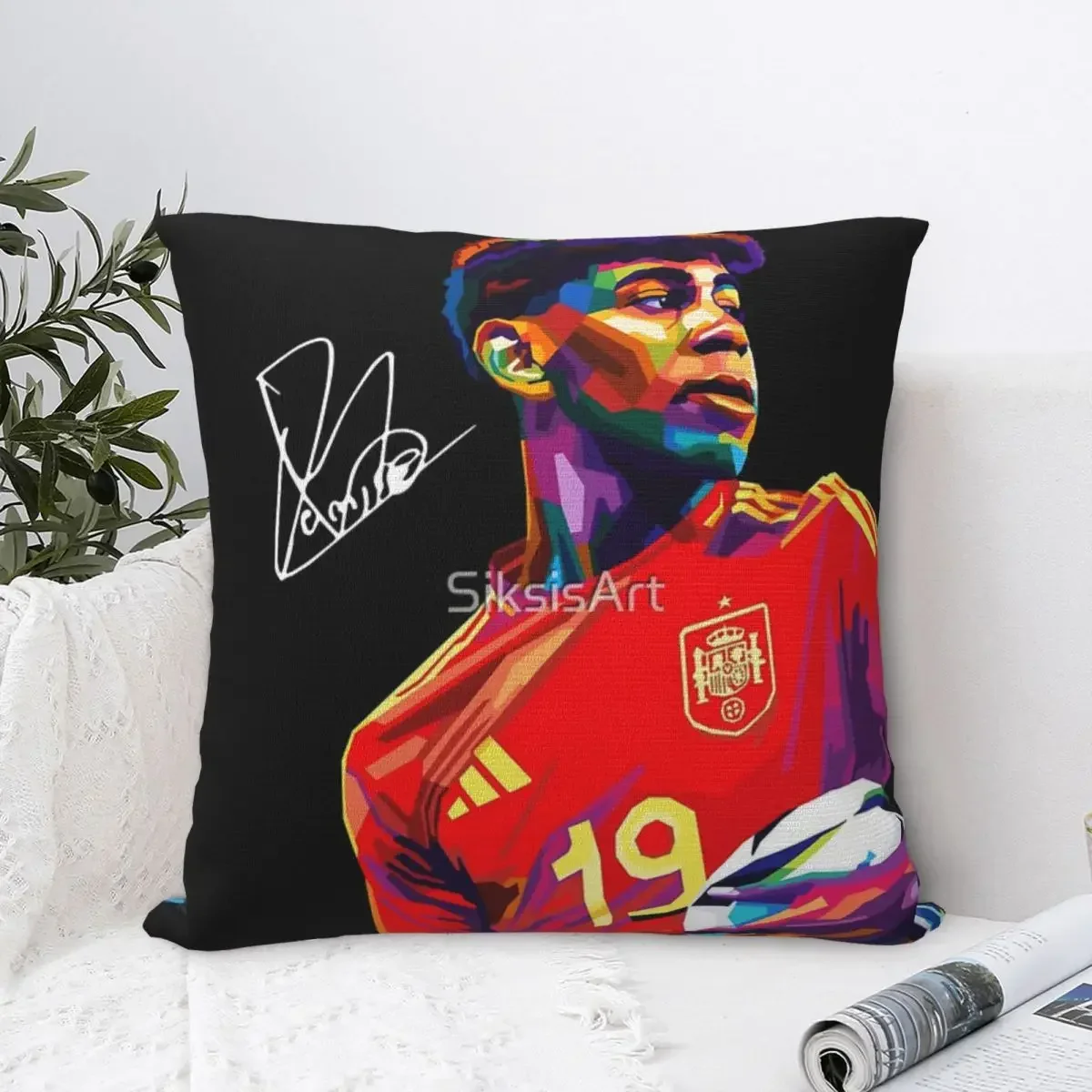 Lamine Yamal Wpap Art Pillow Case Pillow Cover Black Pillow Covers Decorative