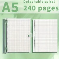1pc A5 Transparent Soft Cover 240 Pages Diary Loose Leaf Checkered Book School Notebooks Stationery Notepad Writing Pads Office 4