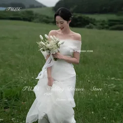 TULX Elegant Organza Mermaid Korea Garden Wedding Dresses For Women Wedding Photos Shoot Backless Bridal Gown Corset Custom Made
