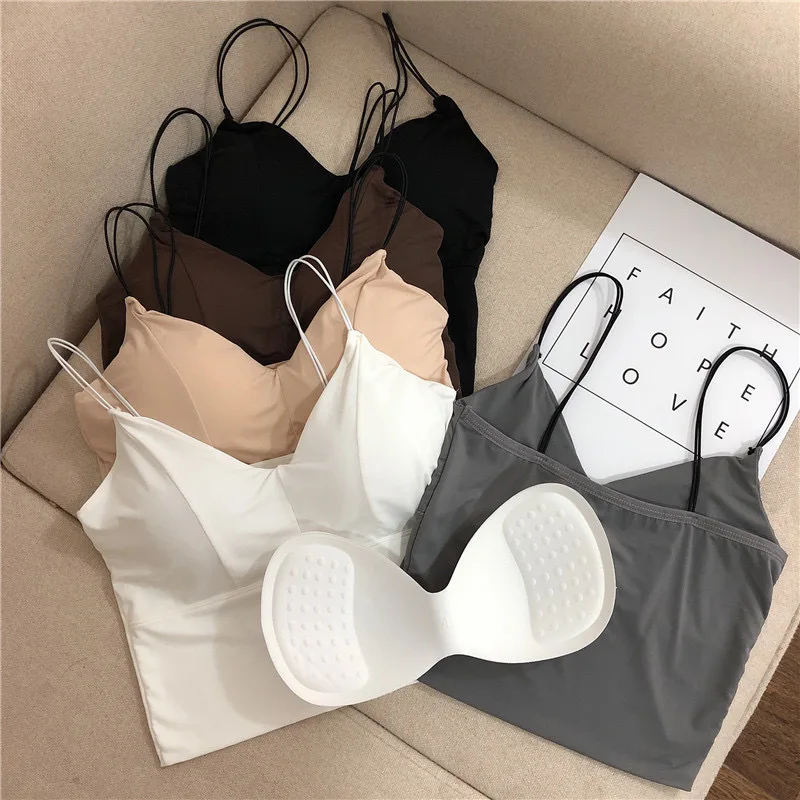 Sexy Ice Silk Camisole For Women Summer Breathable Comfort Underwear Girls Crop Tops Vest Female Black Sexy Tube Tops Bras White