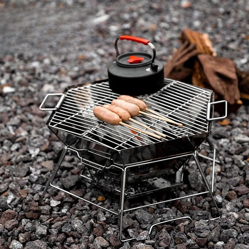 Hexagonal incinerator, camping folding outdoor portable campfire, beacon grill, wood stove