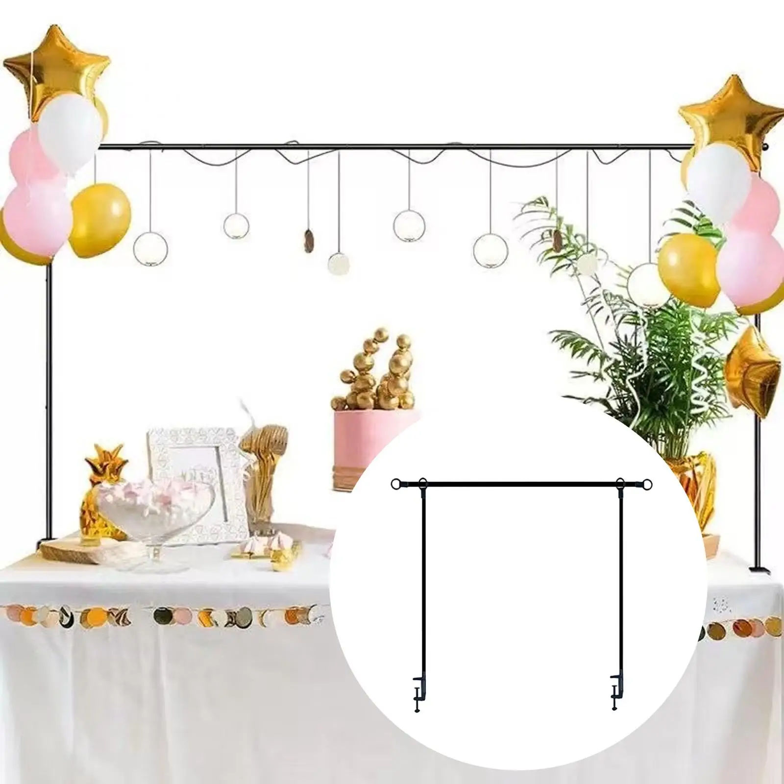 

over The Table Rod Stand with Clamps Table Arch Stand Hanging Decoration Festive Home Xmas Ceremony Backdrop Setup Adjustable