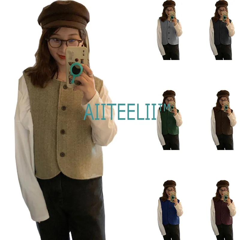 

Women's Vest Herringbone Crew Neck Slim Fit Sleeveless Jacket Vintage Tank Top Waistcoat Chaleco Mujer