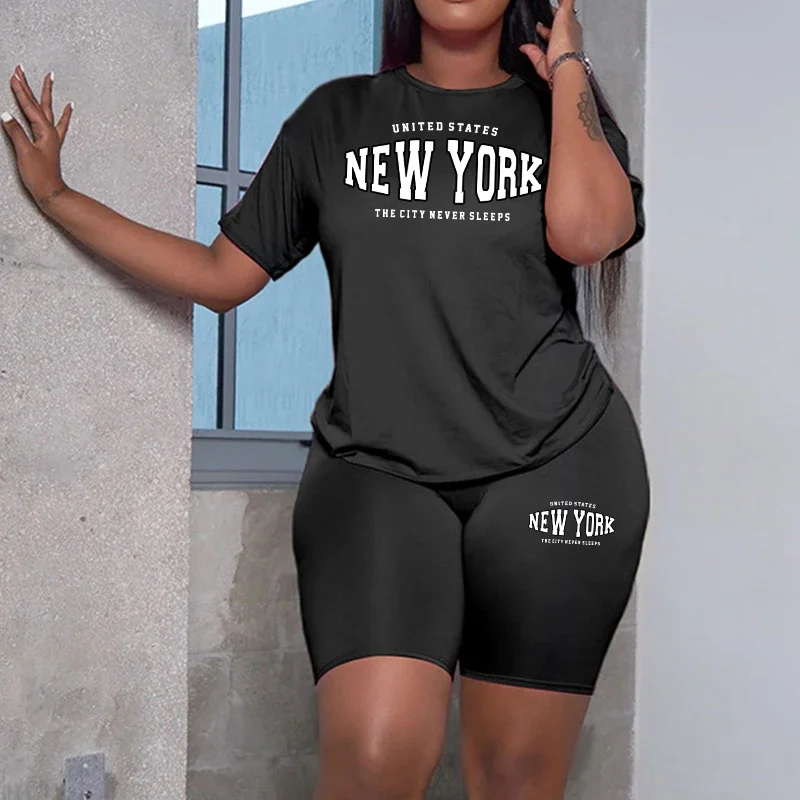 

Hot Sales Casual Woman Clothing Summer Two Piece Set for Women T-Shirts O-Neck Shorts Daily Short Sleeve Tracksuit Matching Sets