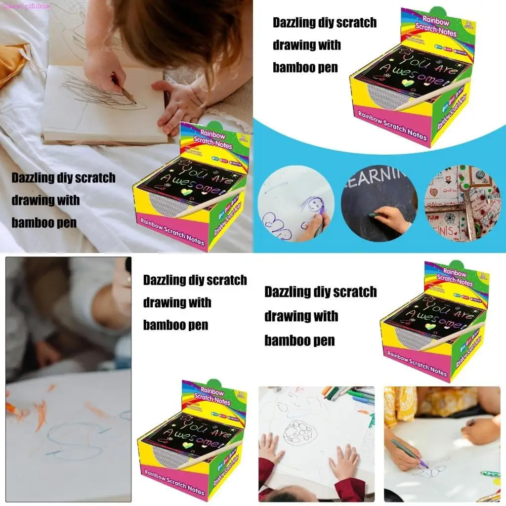 

D0JC Children Scratch Painting Set, 100 Pieces with for Imaginative Creation