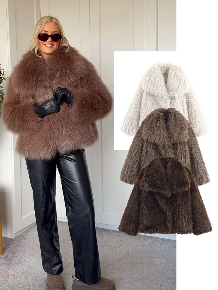 معاطف نسائية شتوية سميكة من الفرو الصناعي 2025 سترة جديدة للخريف من الفرو منفوش وفضفاضة مناسبة ملابس خارجية أنيقة للسيدات للشارع الدافئ #1